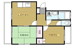 大和田小山マンション 2LDKの間取図画像