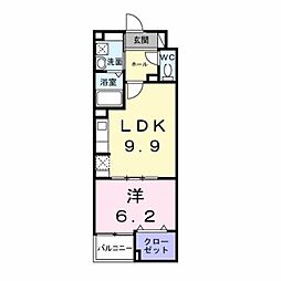 ルリアンラポーズ 1LDKの間取図画像