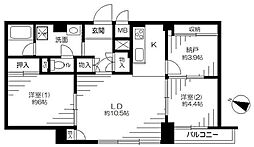サンビューハイツ四番町 2SLDKの間取図画像