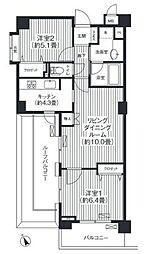 コスモ荻窪ロイヤルコート 2LDKの間取図画像