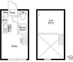 ハーモニーテラス上池袋III 1階ワンルームの間取り