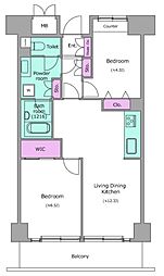 レジディア芝浦 2LDKの間取図画像