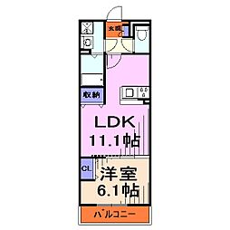 リブリ・ヤナギ 1LDKの間取図画像