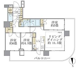 晴海フラッグ パークヴィレッジ T棟 12階3LDKの間取り