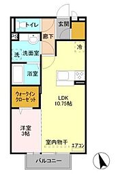 ノーブル・エルミタージュ 1LDKの間取図画像