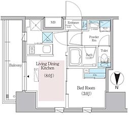 アーバネックス蔵前レジデンス 3階1LDKの間取り