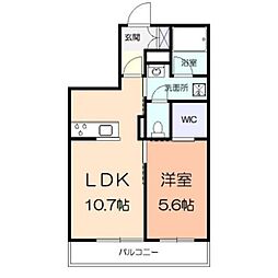 ベルフォーレ湘南 1LDKの間取図画像