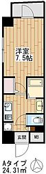 ジーヒルズ中町 1Kの間取図画像