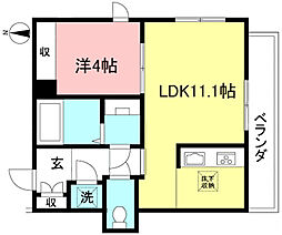 アドバン-ステージ北沢 1LDKの間取図画像