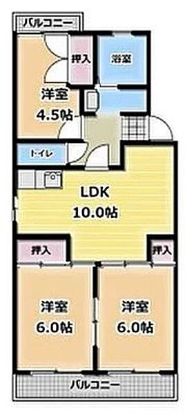 静岡県富士宮市小泉(賃貸マンション3LDK・3階・59.50㎡)の写真 その2