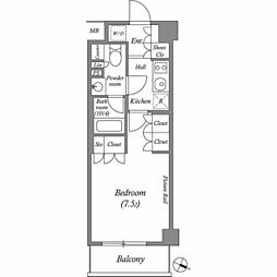 ルクレ西池袋 1Kの間取図画像