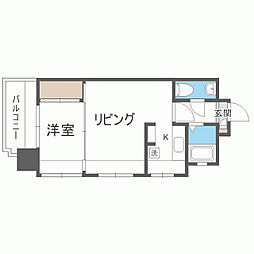 エステート・モア平尾公園通り 1LDKの間取図画像