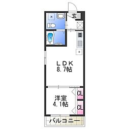 FメゾンFINO 1LDKの間取図画像