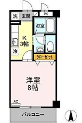 リビングタウン厚木 1Kの間取図画像