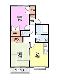 カルティエ1 2DKの間取図画像