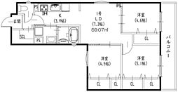 クリエオーレ加美鞍作 3LDKの間取図画像