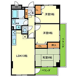 ラ・ペルル城陽 3LDKの間取図画像