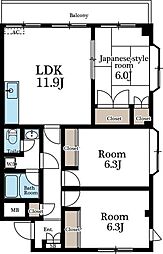 オーシャンヒルズ 3LDKの間取図画像