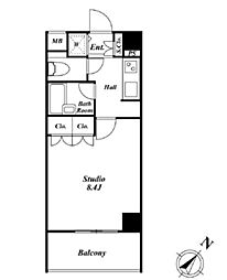 SPACIA三軒茶屋弐番館 ワンルームの間取図画像