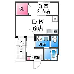 堺市堺区賑町1丁アパート 1DKの間取図画像
