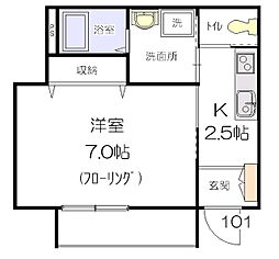 エステート北町 1Kの間取図画像