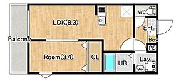 (仮称)ジーメゾン七里風渡野 1LDKの間取図画像