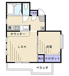 ラフィネ東野 1DKの間取図画像