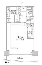 河田町ガーデン1号棟 1Kの間取図画像
