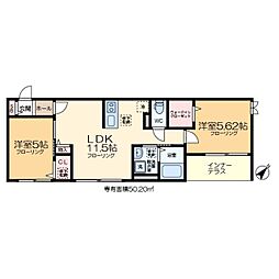 ソル　プエンテ六町 1階2LDKの間取り