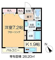 エドガワメゾン 1Kの間取図画像