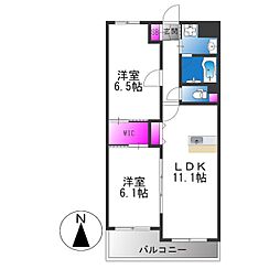 グランシャリオ 2LDKの間取図画像