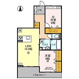トリシア新庄 2LDKの間取図画像
