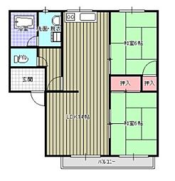 イージストパレスB 2LDKの間取図画像