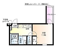 フジパレス鴻池新田V番館 1Kの間取図画像