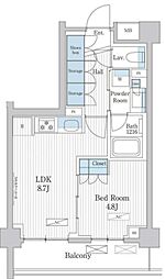 パークアクシス門前仲町テラス 1LDKの間取図画像