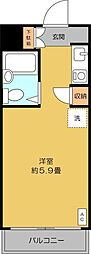 メゾン所沢 ワンルームの間取図画像