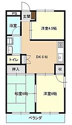KODAヒルズ城山A棟 3DKの間取図画像