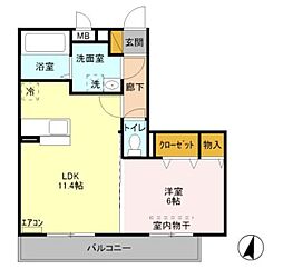 ボヌール四季2 1LDKの間取図画像