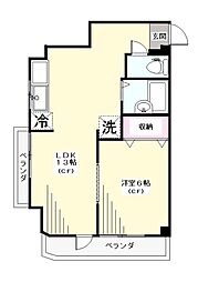 コーユーハイツ 1LDKの間取図画像