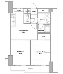 エスト・メール東大井 2DKの間取図画像