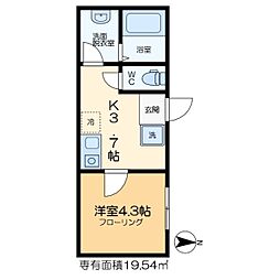 フェリチタ住吉 1階1Kの間取り