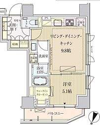 パークアクシス赤坂見附 1LDKの間取図画像