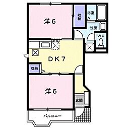 パノラクーボ 2DKの間取図画像