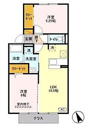グレイス鷺沼台A 1階2LDKの間取り