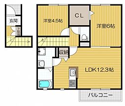 ティアラ1 2LDKの間取図画像