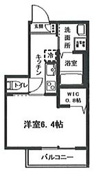 サンヒルズ旗の台 1Kの間取図画像