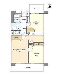 UURコート白鷺 2LDKの間取図画像