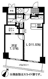 レジディア日本橋人形町2 1LDKの間取図画像