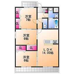 レーヴメゾン羽衣 3LDKの間取図画像