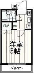 リバーサイドイン鶴美 1Kの間取図画像